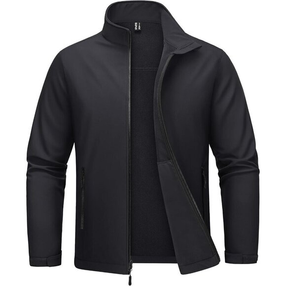 Other - Men's Fleece Lined Softshell Jacket Lightweight Waterproof Windbreaker Zip Up Wi